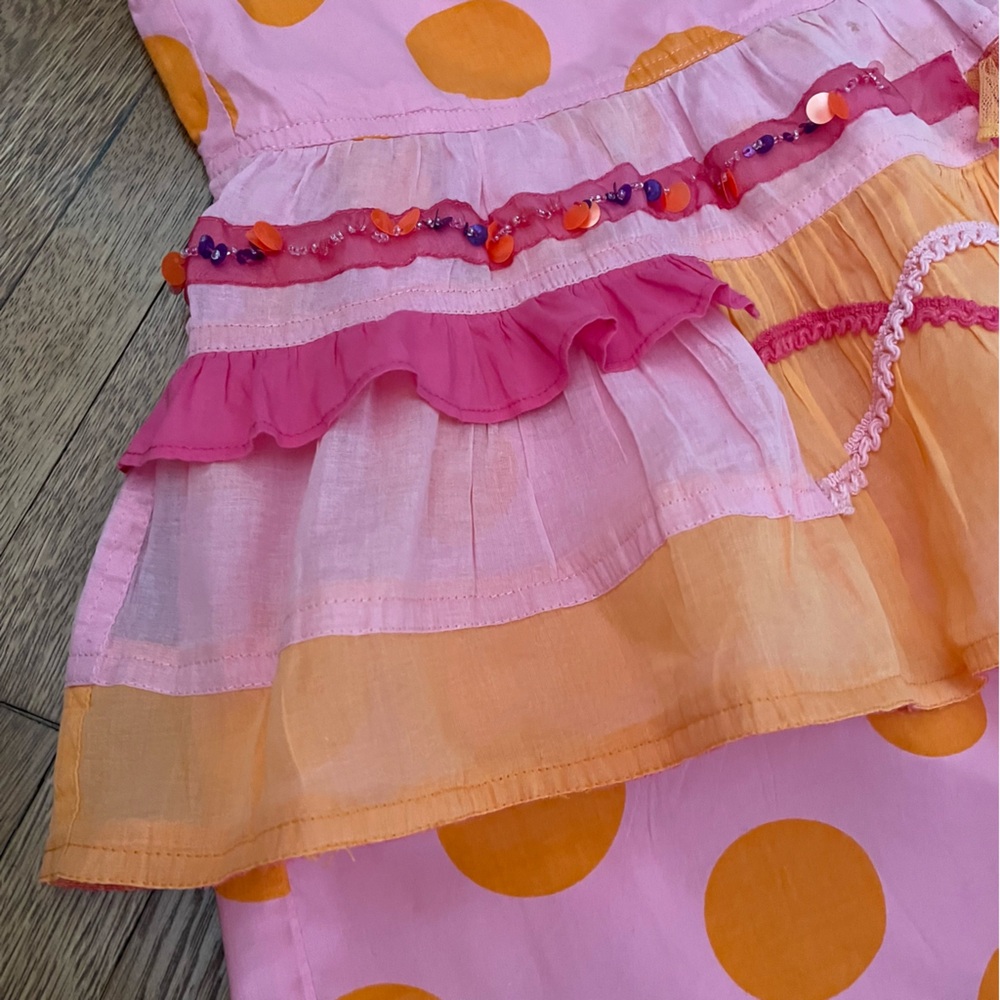 OILILY girls edgy fun dress size 10 haute couture summer euro 116 pink orange - Picture 5 of 8
